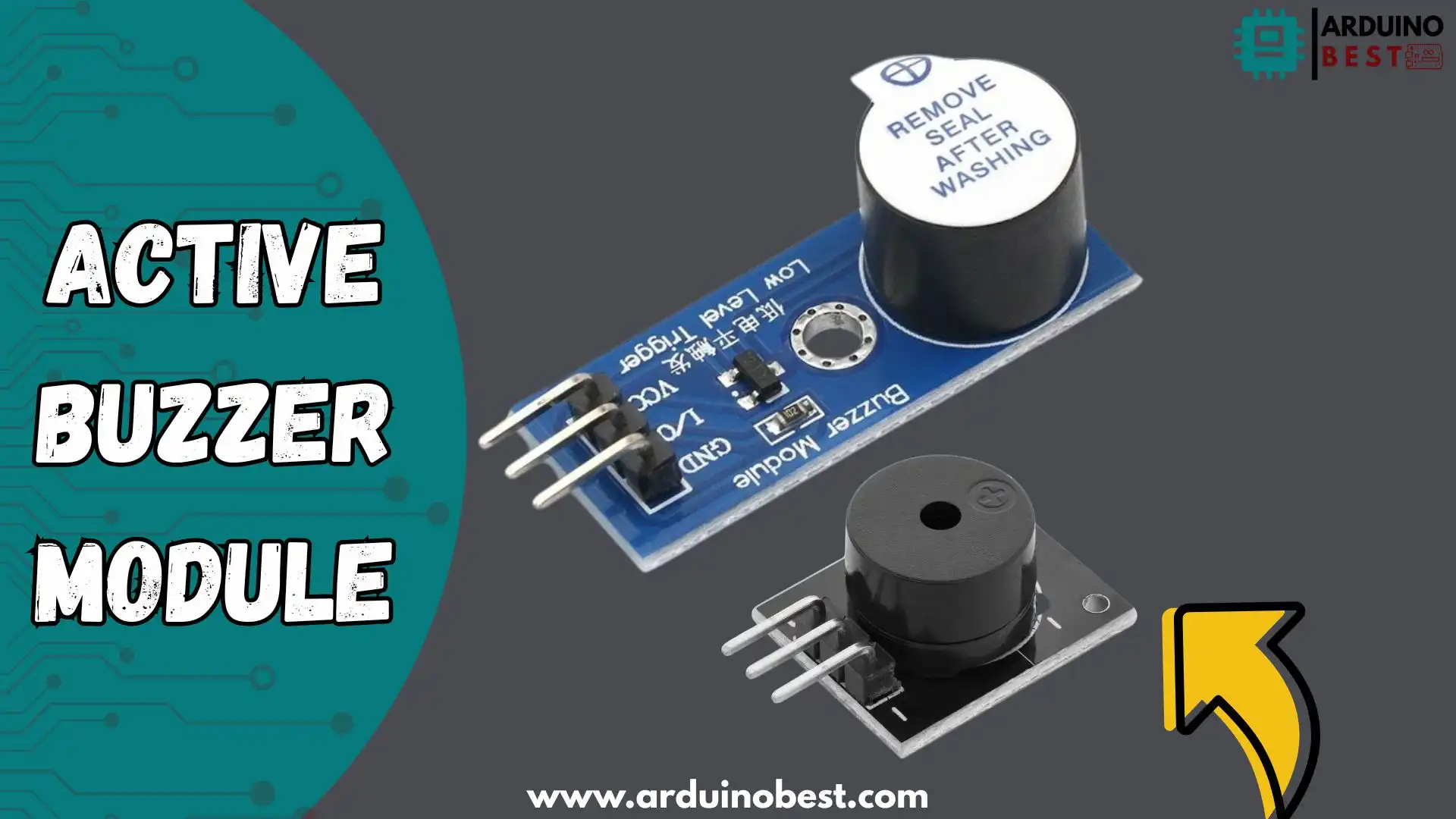 Active Buzzer Module connected to Arduino for sound feedback
