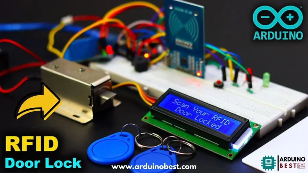 Arduino RFID Door Lock System with LCD Display, Relay, and Solenoid Lock