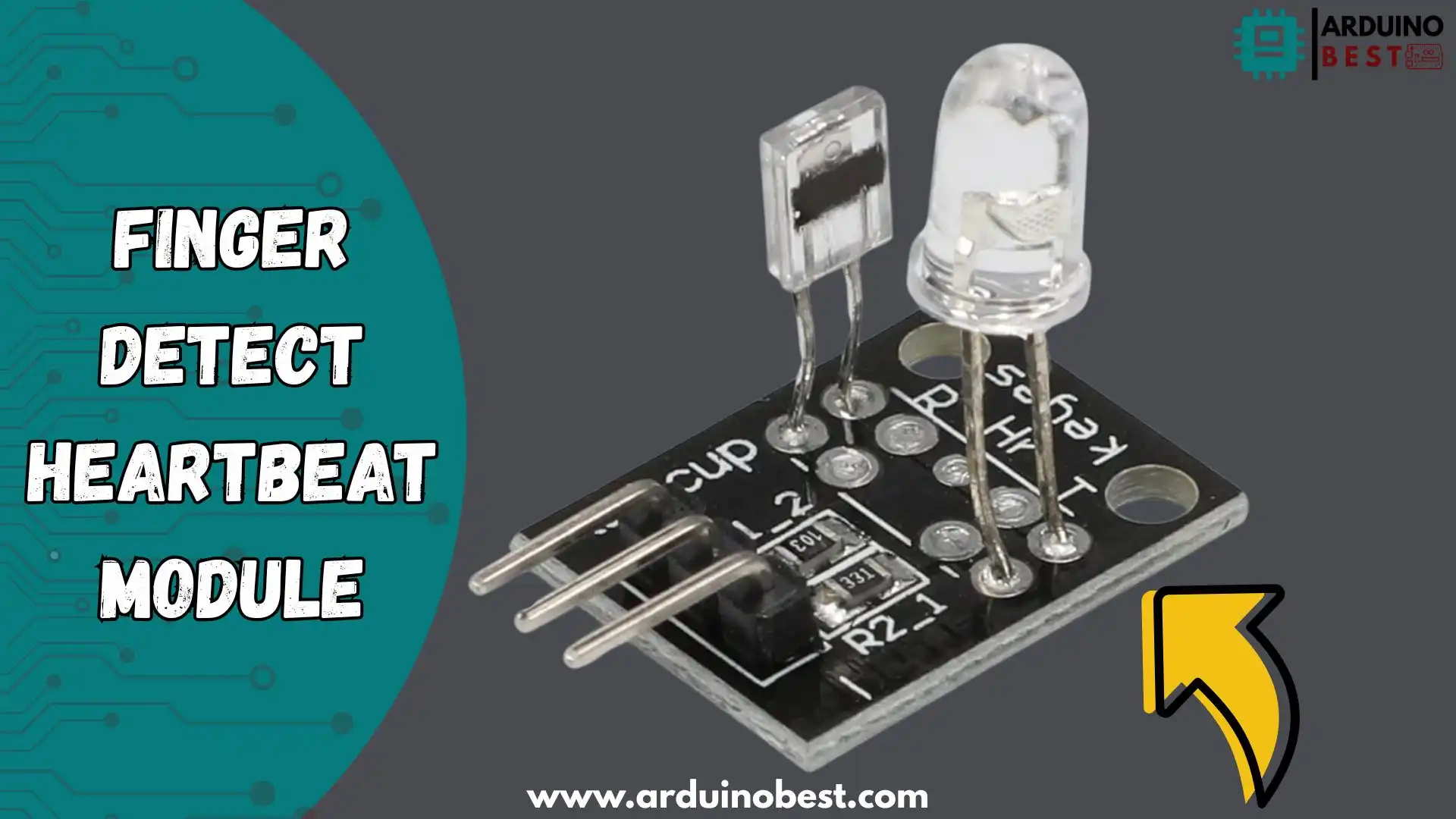 Finger detect heartbeat module measuring pulse rate with Arduino