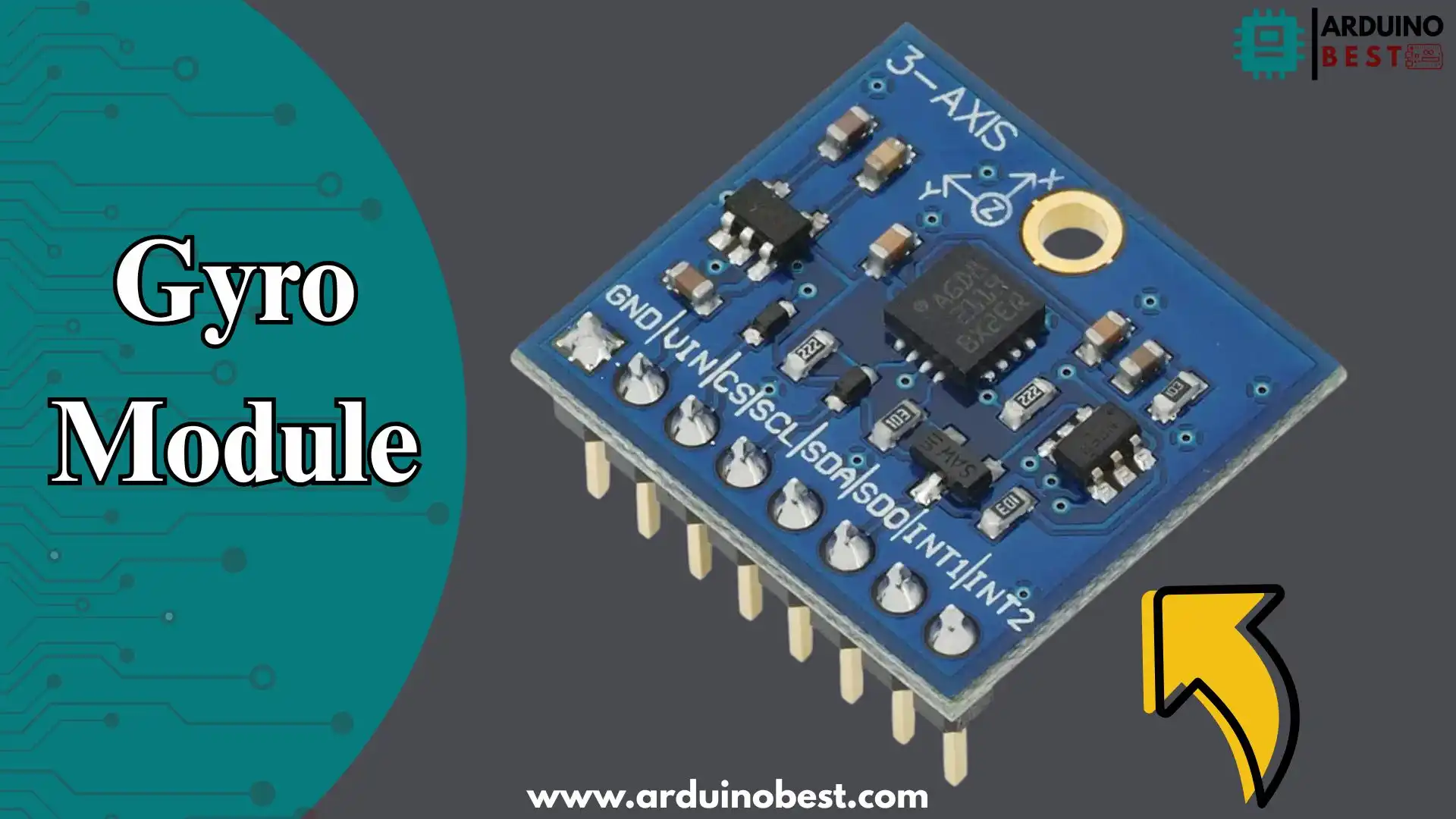 Gyro module sensor for motion tracking and stability in robotics and electronics.