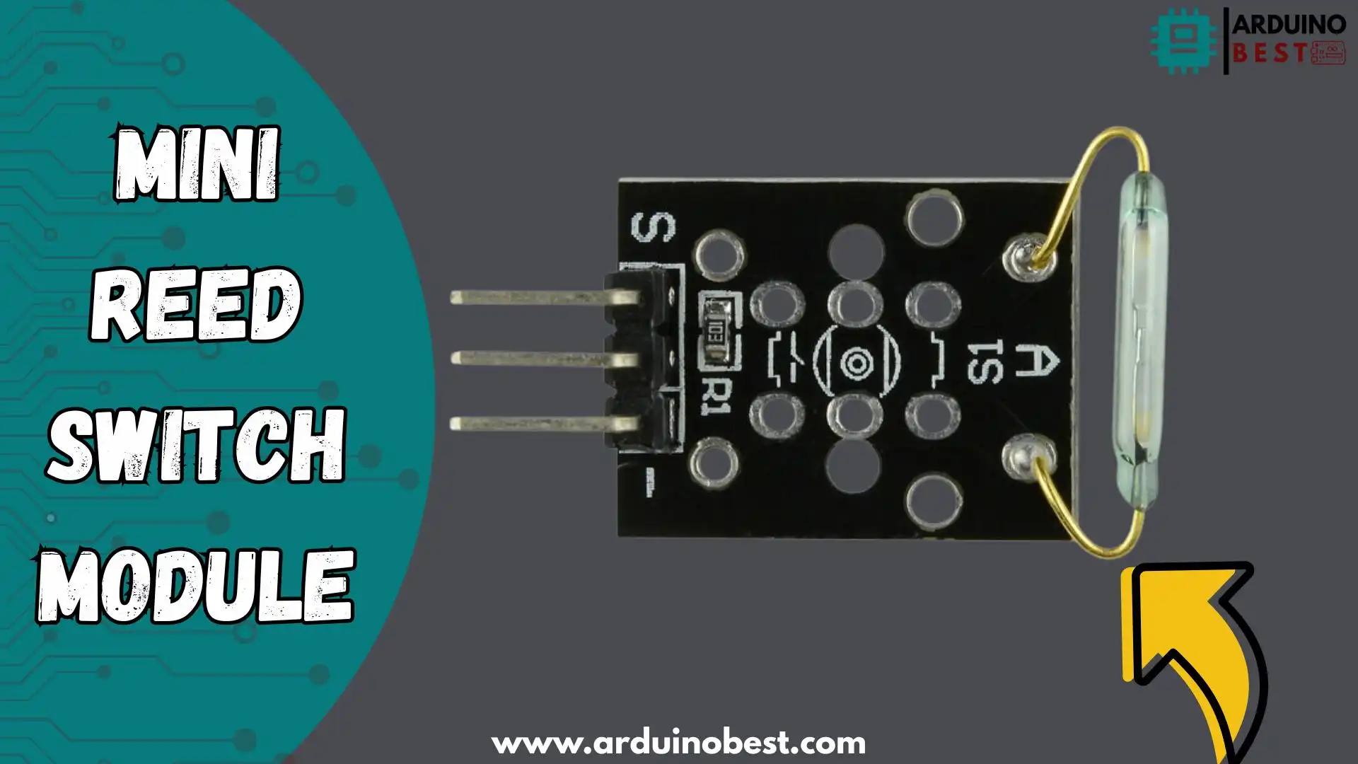 Mini reed switch module connected to Arduino for magnetic field detection